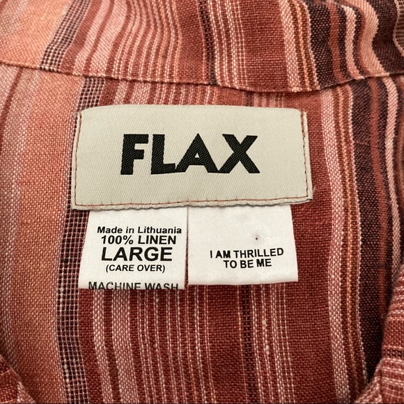 Flax Vertical Stripe Short Sleeve Button Down Top - Picture 2 of 4
